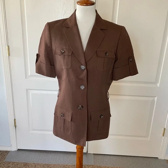 Vintage Tahari Linen-blend Utility Belted Blazer - Picture 3 of 6